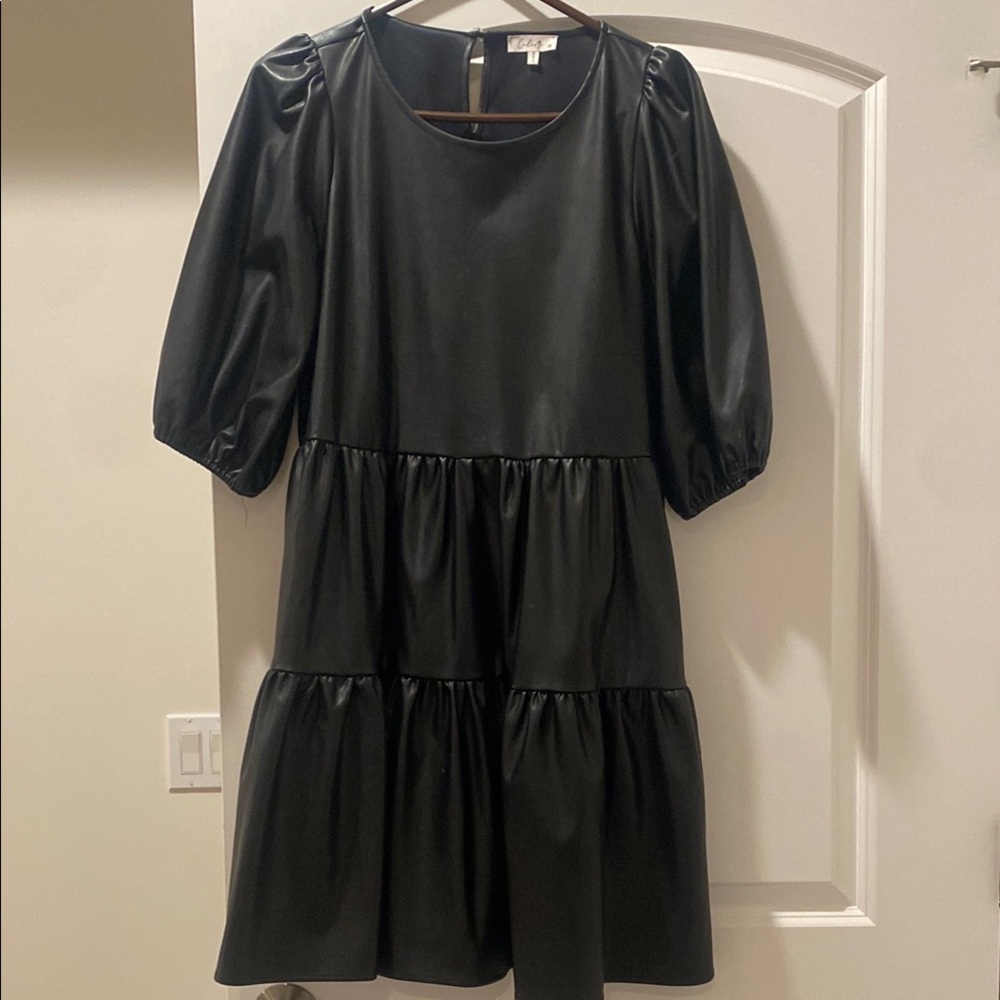 Black Faux Leather Dress